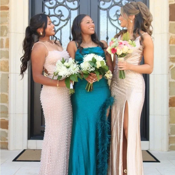 Maxi Dress with Feather Detail prom dress - Picture 3 of 4